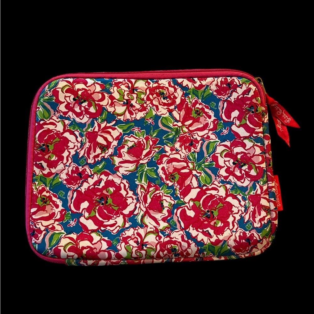 Vibrant Floral Laptop Sleeve with Pink Trim